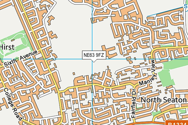 Northumberland Church Of England Academy (Josephine Butler Campus) map (NE63 9FZ) - OS VectorMap District (Ordnance Survey)