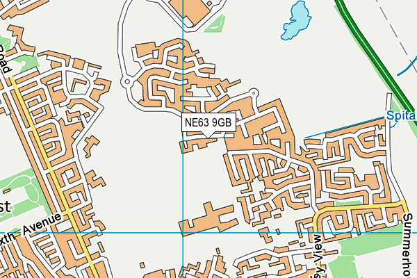 NE63 9GB map - OS VectorMap District (Ordnance Survey)