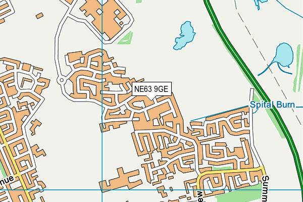 NE63 9GE map - OS VectorMap District (Ordnance Survey)