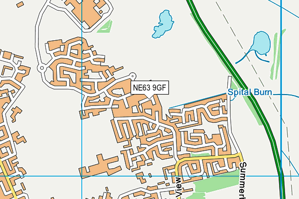 NE63 9GF map - OS VectorMap District (Ordnance Survey)