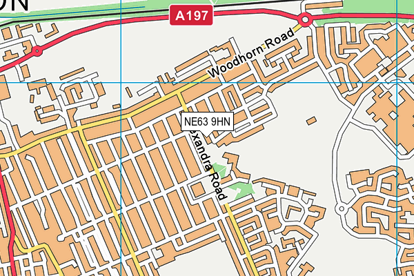 Hirst Welfare Centre map (NE63 9HN) - OS VectorMap District (Ordnance Survey)