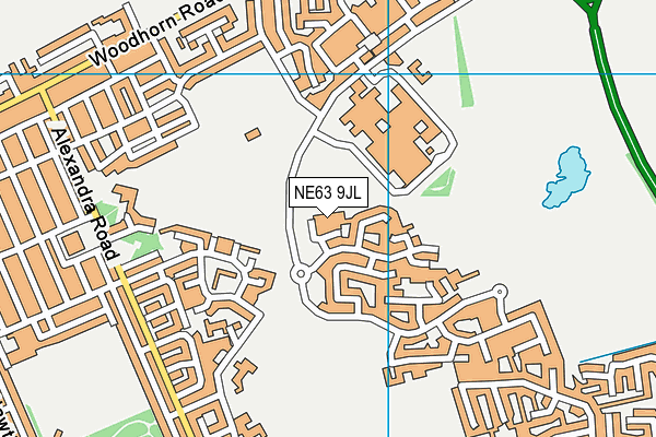 NE63 9JL map - OS VectorMap District (Ordnance Survey)
