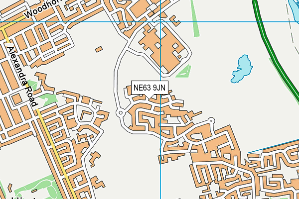 NE63 9JN map - OS VectorMap District (Ordnance Survey)