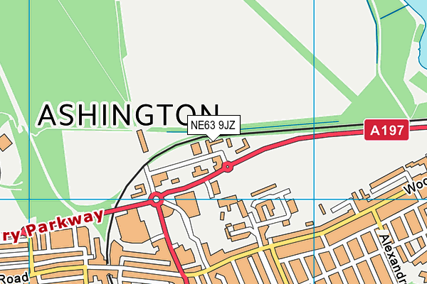 NE63 9JZ map - OS VectorMap District (Ordnance Survey)