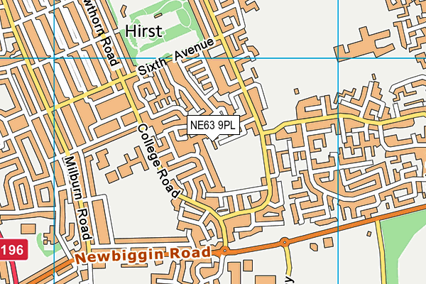 NE63 9PL map - OS VectorMap District (Ordnance Survey)