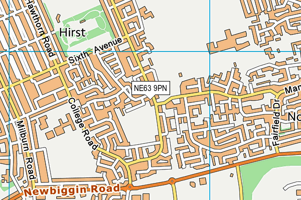 NE63 9PN map - OS VectorMap District (Ordnance Survey)