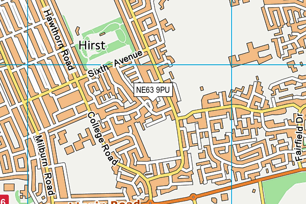 NE63 9PU map - OS VectorMap District (Ordnance Survey)