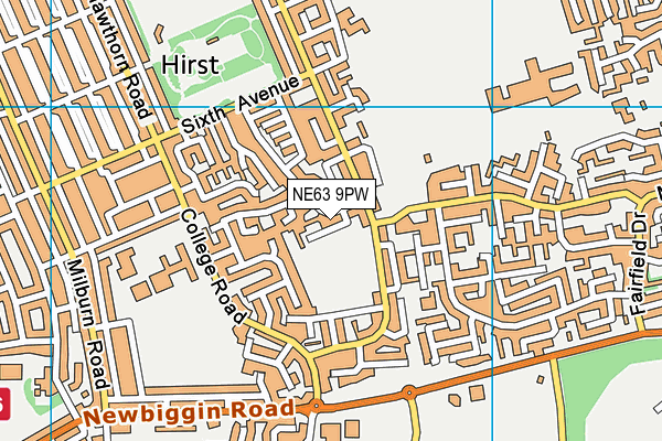 NE63 9PW map - OS VectorMap District (Ordnance Survey)