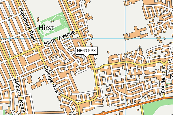 NE63 9PX map - OS VectorMap District (Ordnance Survey)