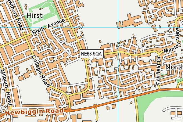 NE63 9QA map - OS VectorMap District (Ordnance Survey)