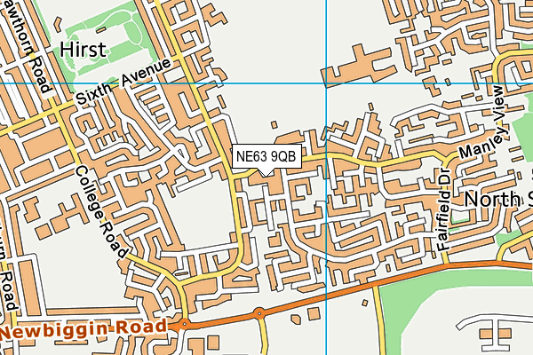 NE63 9QB map - OS VectorMap District (Ordnance Survey)