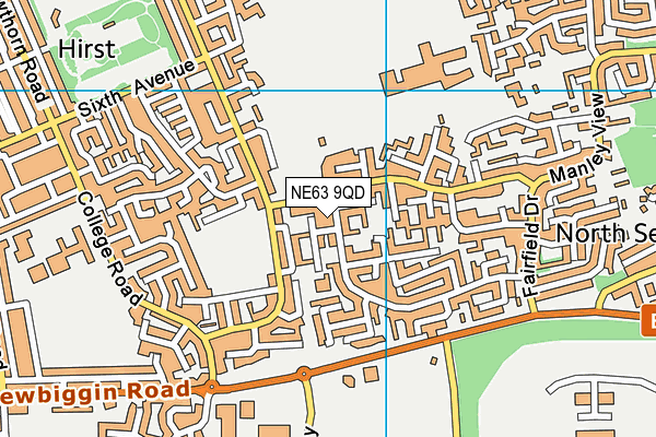 NE63 9QD map - OS VectorMap District (Ordnance Survey)