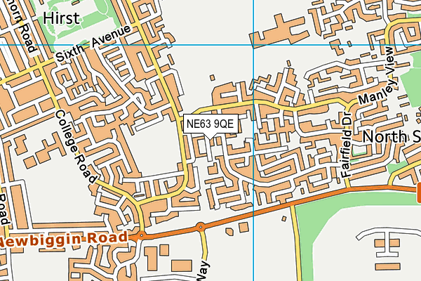 NE63 9QE map - OS VectorMap District (Ordnance Survey)