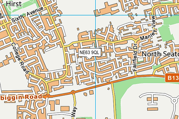 NE63 9QL map - OS VectorMap District (Ordnance Survey)
