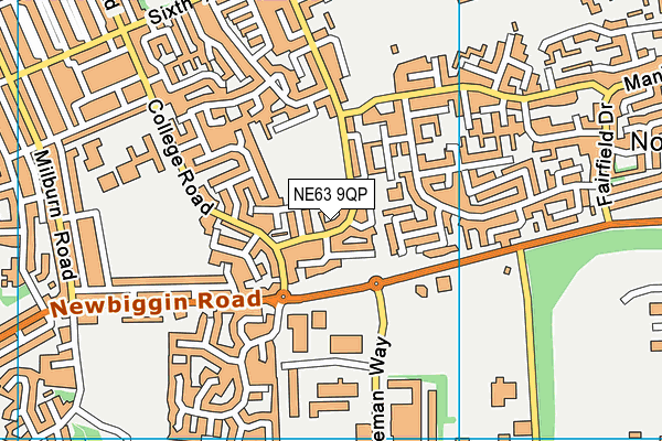NE63 9QP map - OS VectorMap District (Ordnance Survey)