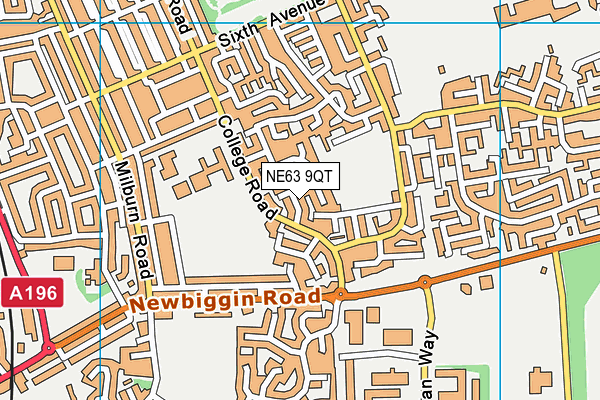 NE63 9QT map - OS VectorMap District (Ordnance Survey)