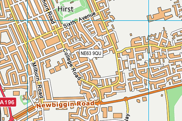 NE63 9QU map - OS VectorMap District (Ordnance Survey)
