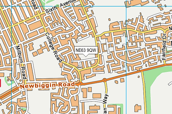 NE63 9QW map - OS VectorMap District (Ordnance Survey)