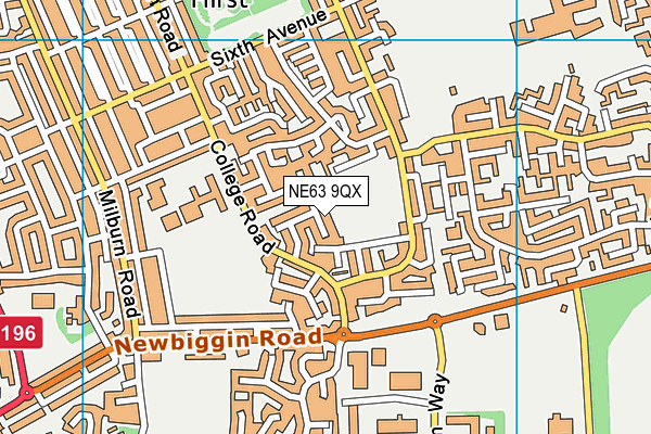 NE63 9QX map - OS VectorMap District (Ordnance Survey)