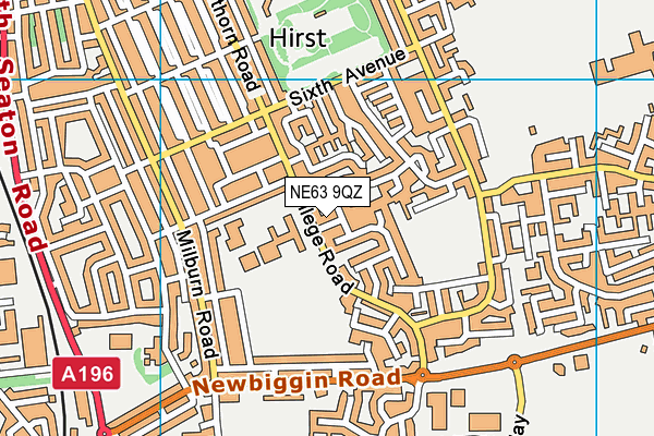 NE63 9QZ map - OS VectorMap District (Ordnance Survey)