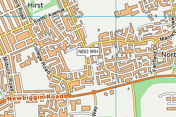 NE63 9RH map - OS VectorMap District (Ordnance Survey)