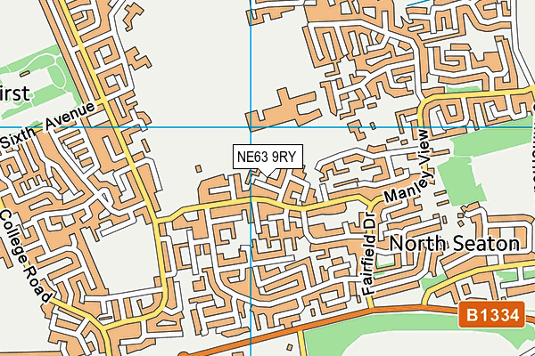 NE63 9RY map - OS VectorMap District (Ordnance Survey)