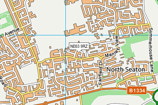 NE63 9RZ map - OS VectorMap District (Ordnance Survey)