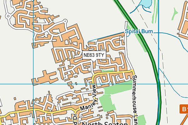 NE63 9TY map - OS VectorMap District (Ordnance Survey)