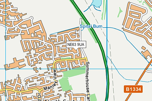 NE63 9UA map - OS VectorMap District (Ordnance Survey)