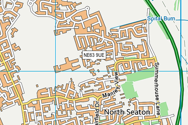 NE63 9UE map - OS VectorMap District (Ordnance Survey)