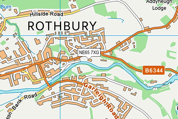 Rothbury Recreation Club map (NE65 7XG) - OS VectorMap District (Ordnance Survey)