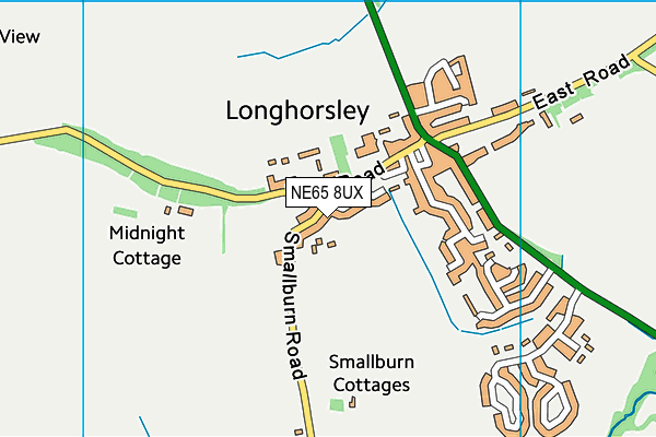Longhorsley Common map (NE65 8UX) - OS VectorMap District (Ordnance Survey)