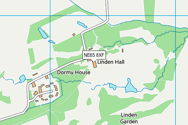 Linden Hall Golf And Country Club map (NE65 8XF) - OS VectorMap District (Ordnance Survey)
