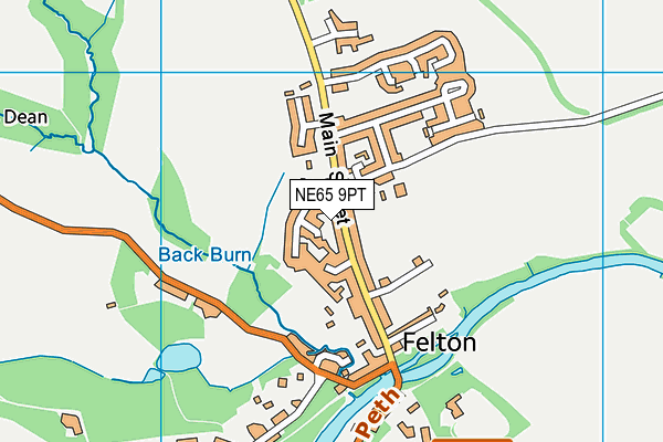 Felton Village Hall map (NE65 9PT) - OS VectorMap District (Ordnance Survey)