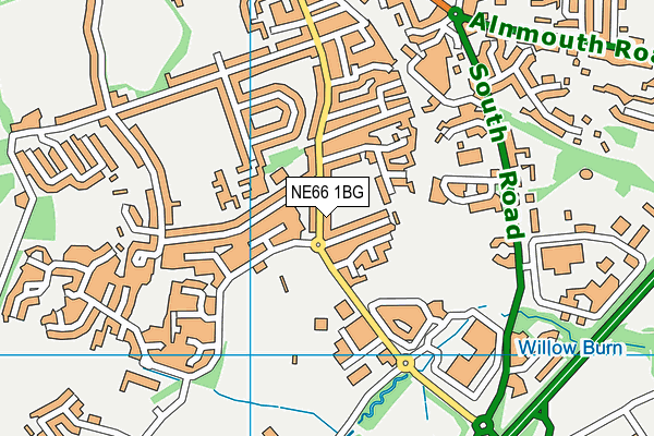 Alnwick Rfc map (NE66 1BG) - OS VectorMap District (Ordnance Survey)