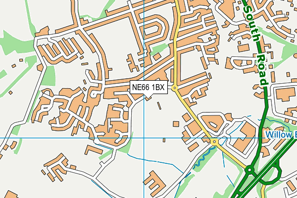 NE66 1BX map - OS VectorMap District (Ordnance Survey)
