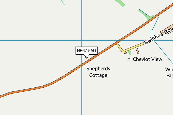 NE67 5AD map - OS VectorMap District (Ordnance Survey)