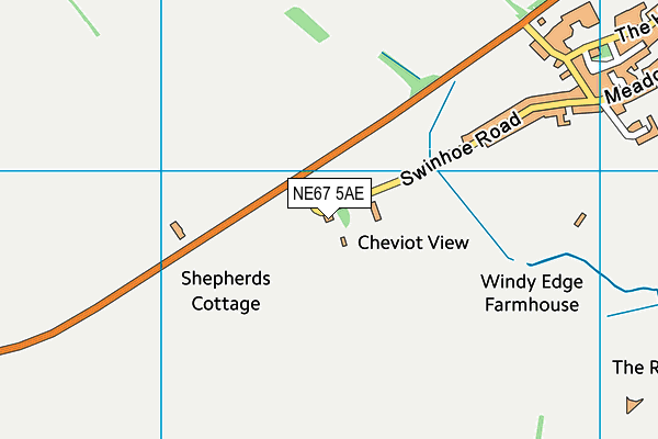 NE67 5AE map - OS VectorMap District (Ordnance Survey)