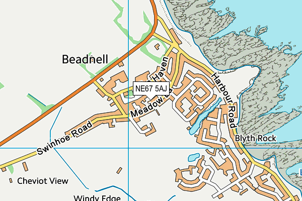 NE67 5AJ map - OS VectorMap District (Ordnance Survey)