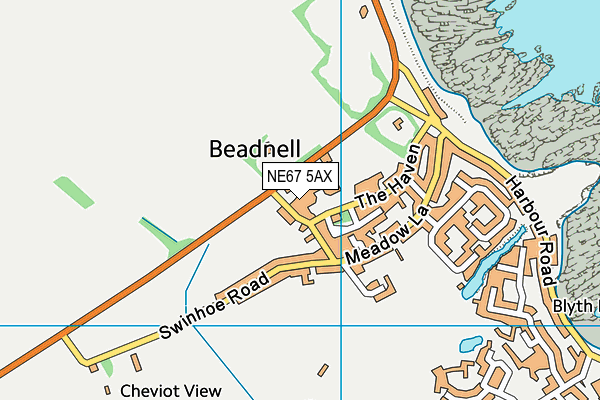 NE67 5AX map - OS VectorMap District (Ordnance Survey)