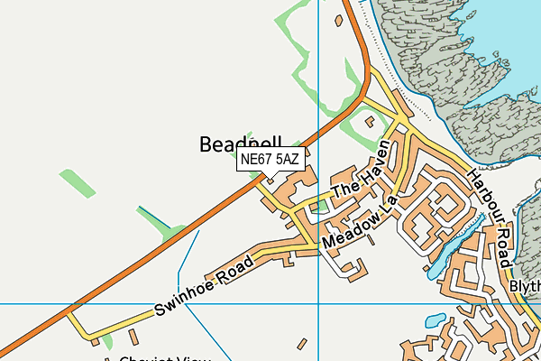 NE67 5AZ map - OS VectorMap District (Ordnance Survey)