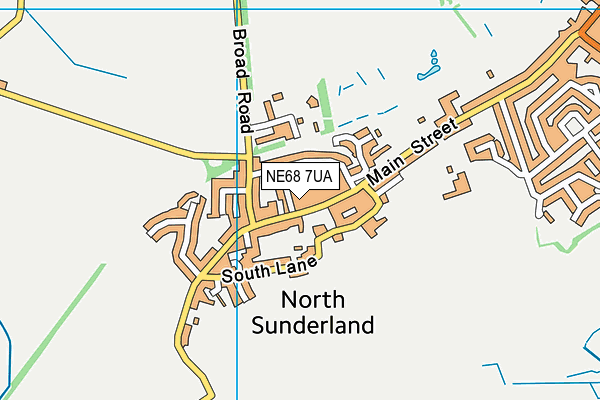 NE68 7UA map - OS VectorMap District (Ordnance Survey)