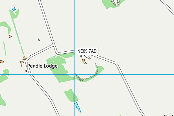 NE69 7AD map - OS VectorMap District (Ordnance Survey)