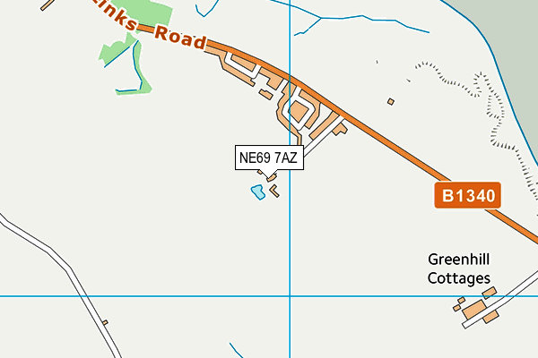 NE69 7AZ map - OS VectorMap District (Ordnance Survey)