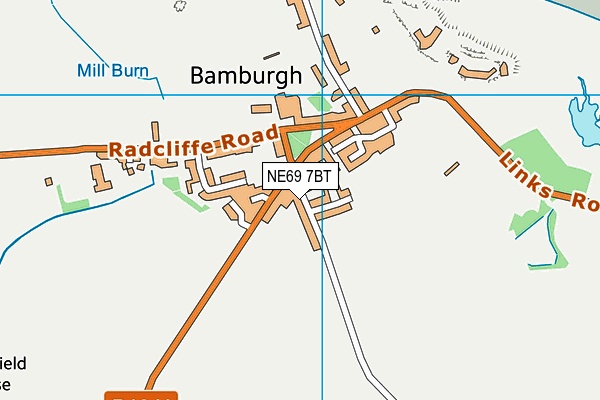 NE69 7BT map - OS VectorMap District (Ordnance Survey)