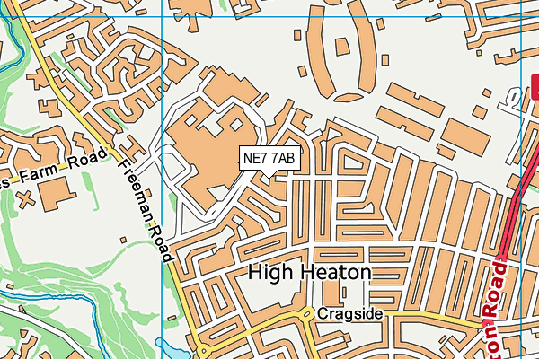 NE7 7AB map - OS VectorMap District (Ordnance Survey)