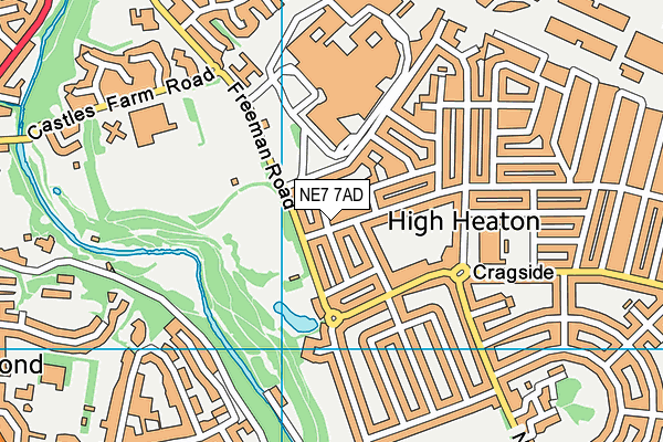 NE7 7AD map - OS VectorMap District (Ordnance Survey)