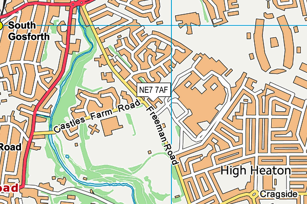 NE7 7AF map - OS VectorMap District (Ordnance Survey)