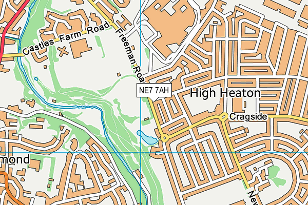 NE7 7AH map - OS VectorMap District (Ordnance Survey)