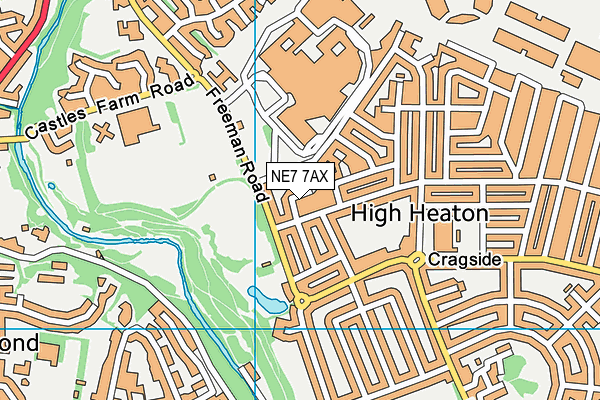 NE7 7AX map - OS VectorMap District (Ordnance Survey)